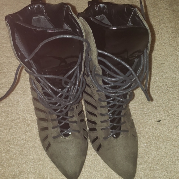 Army Green Stiletto Boots - Picture 6 of 8